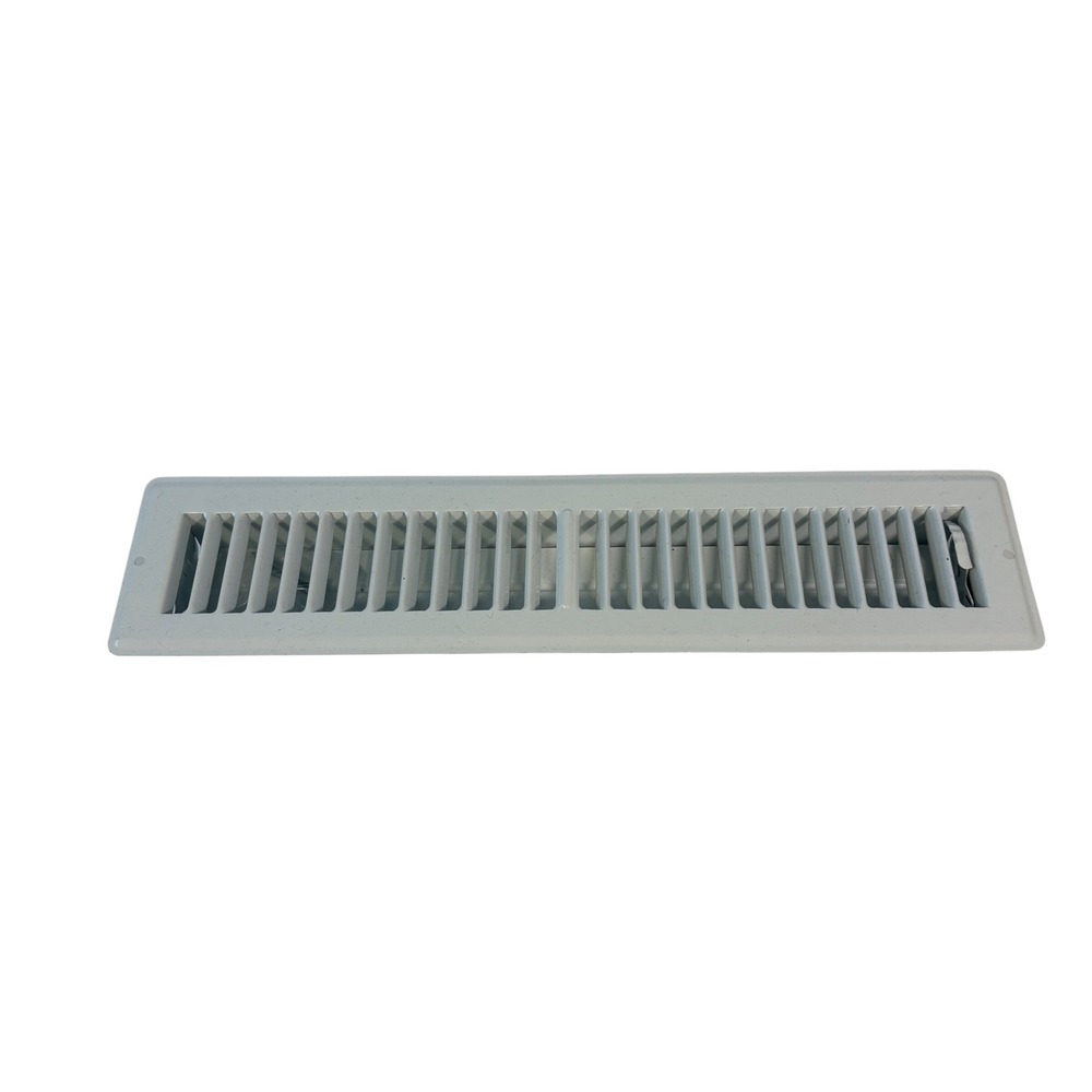 White Floor Register HVAC Vent Metal For 14x2 Opening Steel Adjustable Damper